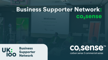 UK100 Business Supporter Network banner featuring co2sense logo