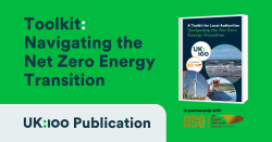 A thumbnail image showing the front cover of UK100 and UK Power Network's energy transition toolkit