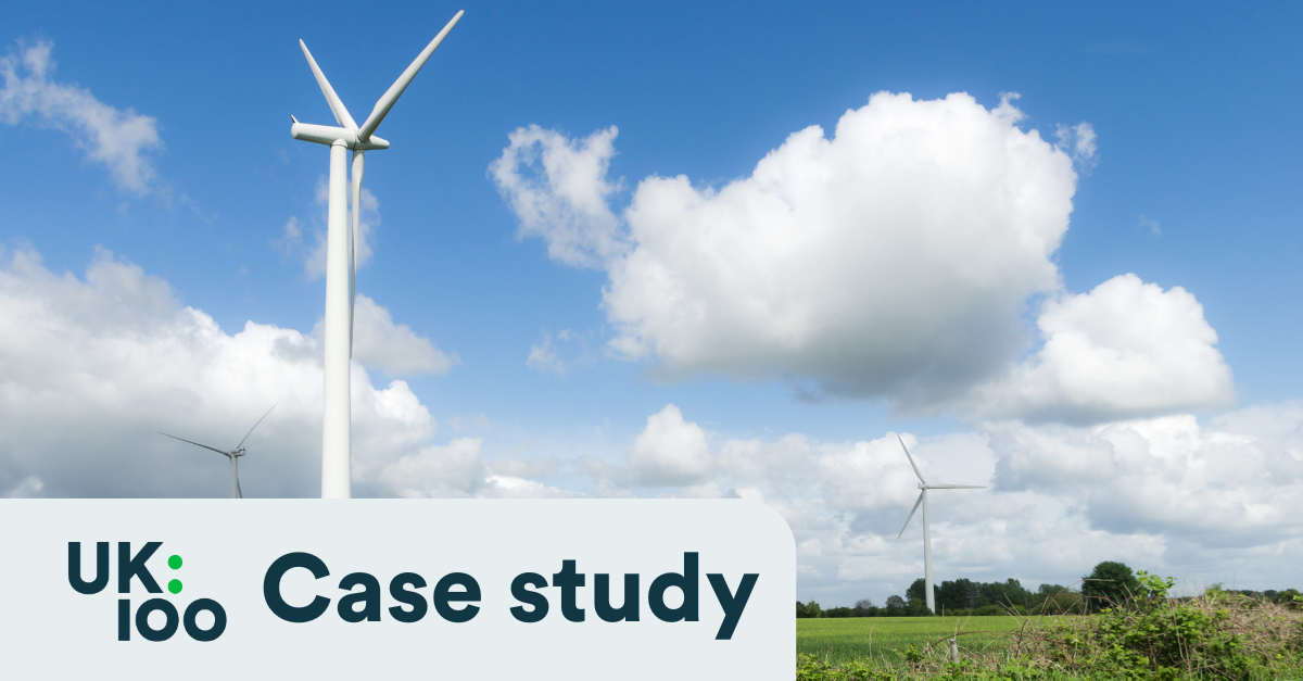 Image of onshore wind farm on sunny day